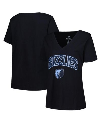 Women's Profile Black Memphis Grizzlies Plus Size Arch Over Logo V-Neck T-shirt