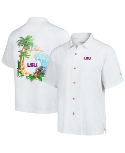 Men's Tommy Bahama White LSU Tigers Castaway Game Camp Button-Up Shirt