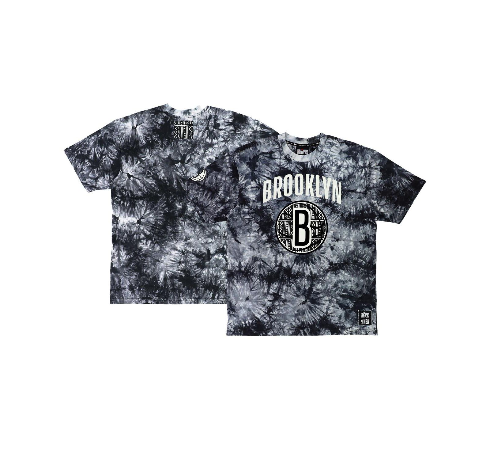 Men's and Women's NBA x Two Hype Black Brooklyn Nets Culture & Hoops Tie-Dye T-shirt