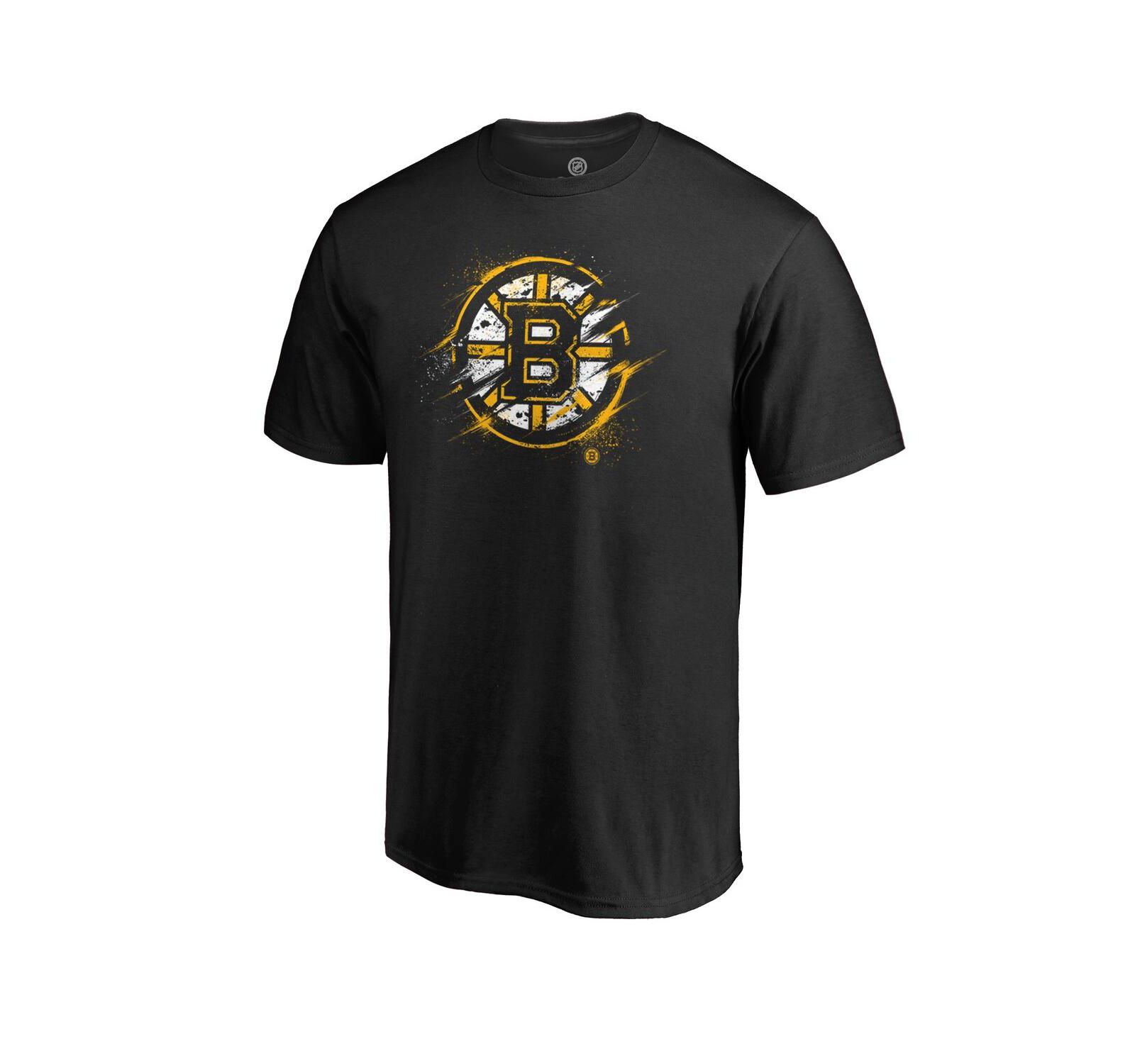 Мужская футболка Fanatics Black Boston Bruins Splatter Logo T-shirt