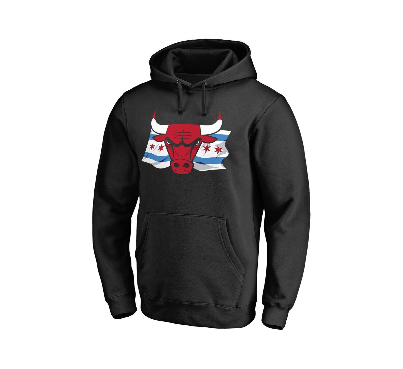 Fanatics Мужское худи Chicago Bulls Hometown Collection Chicago Flag, черное