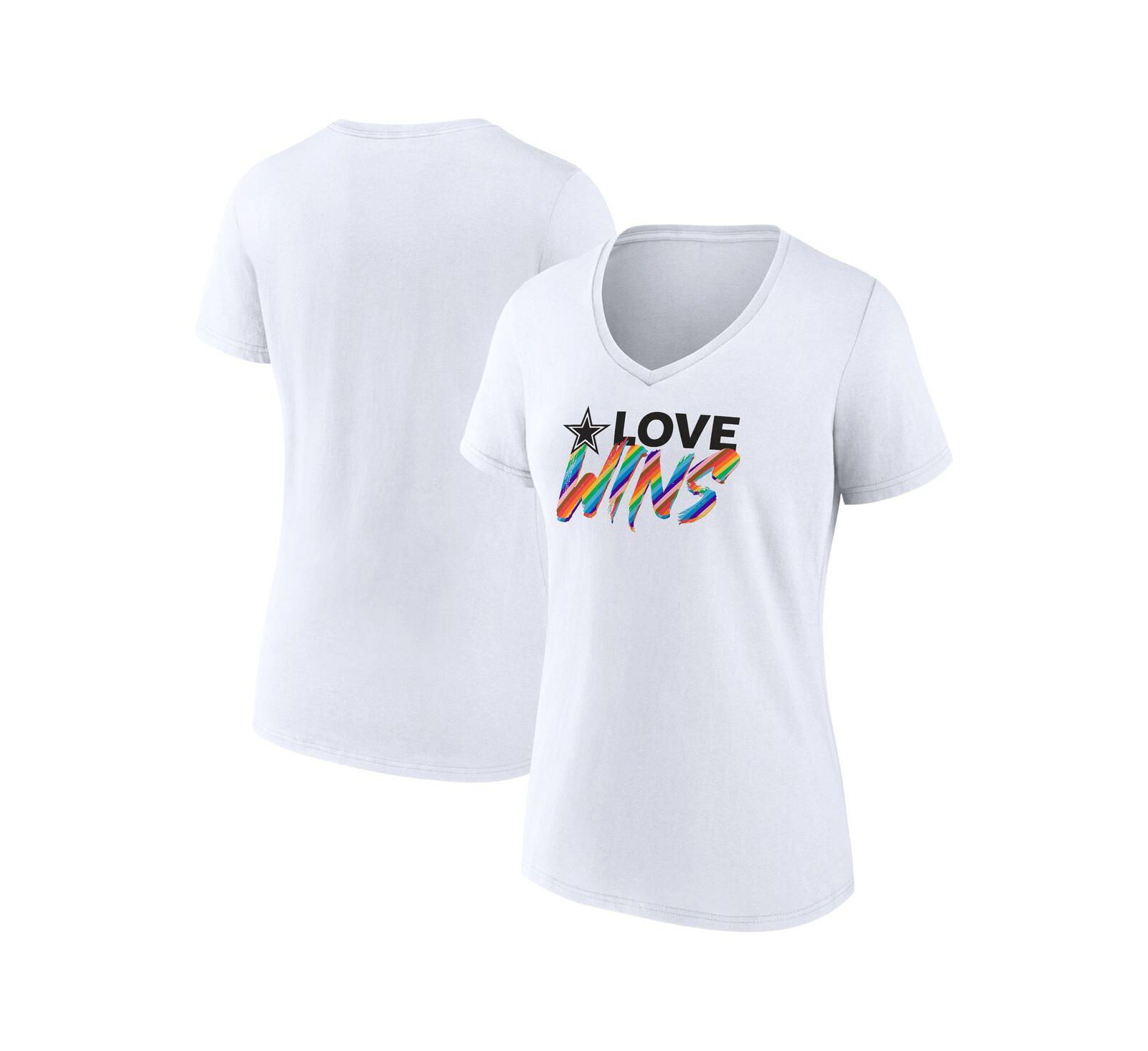 Women's Fanatics White Dallas Cowboys Love Wins V-Neck T-shirt