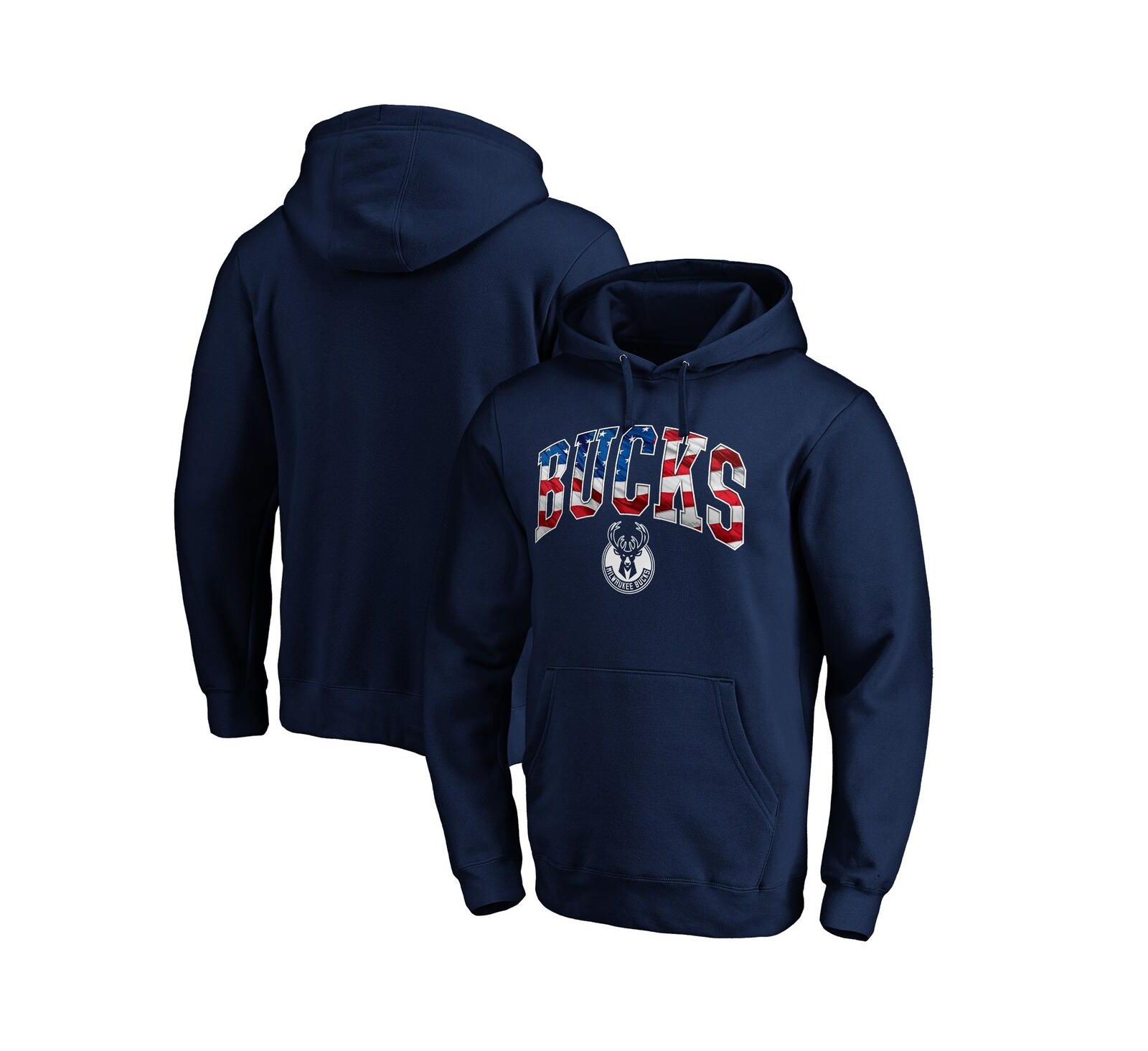 Мужское худи Fanatics Navy Milwaukee Bucks Banner Wave