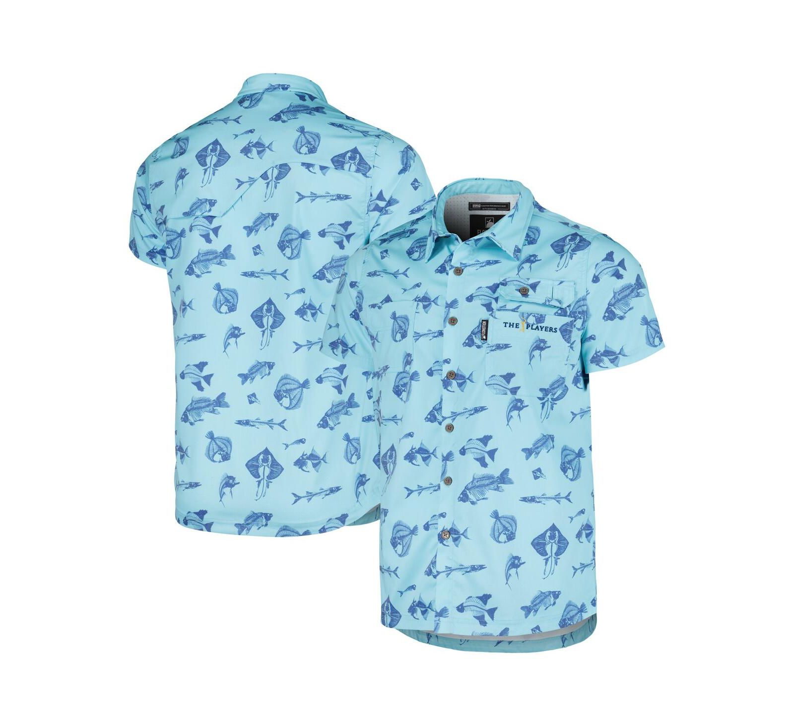 Men's Flomotion Blue THE PLAYERS Fishing Tri-Blend Button-Up Shirt