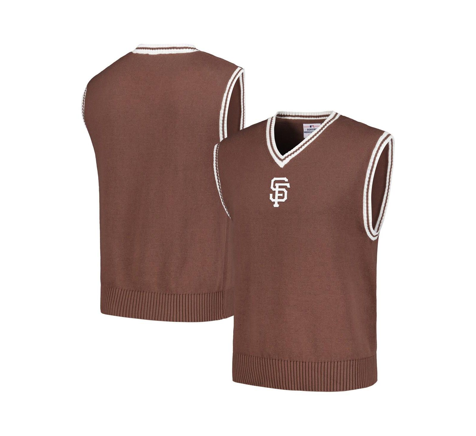 Men's PLEASURES Brown San Francisco Giants Knit V-Neck Pullover Sweater Vest