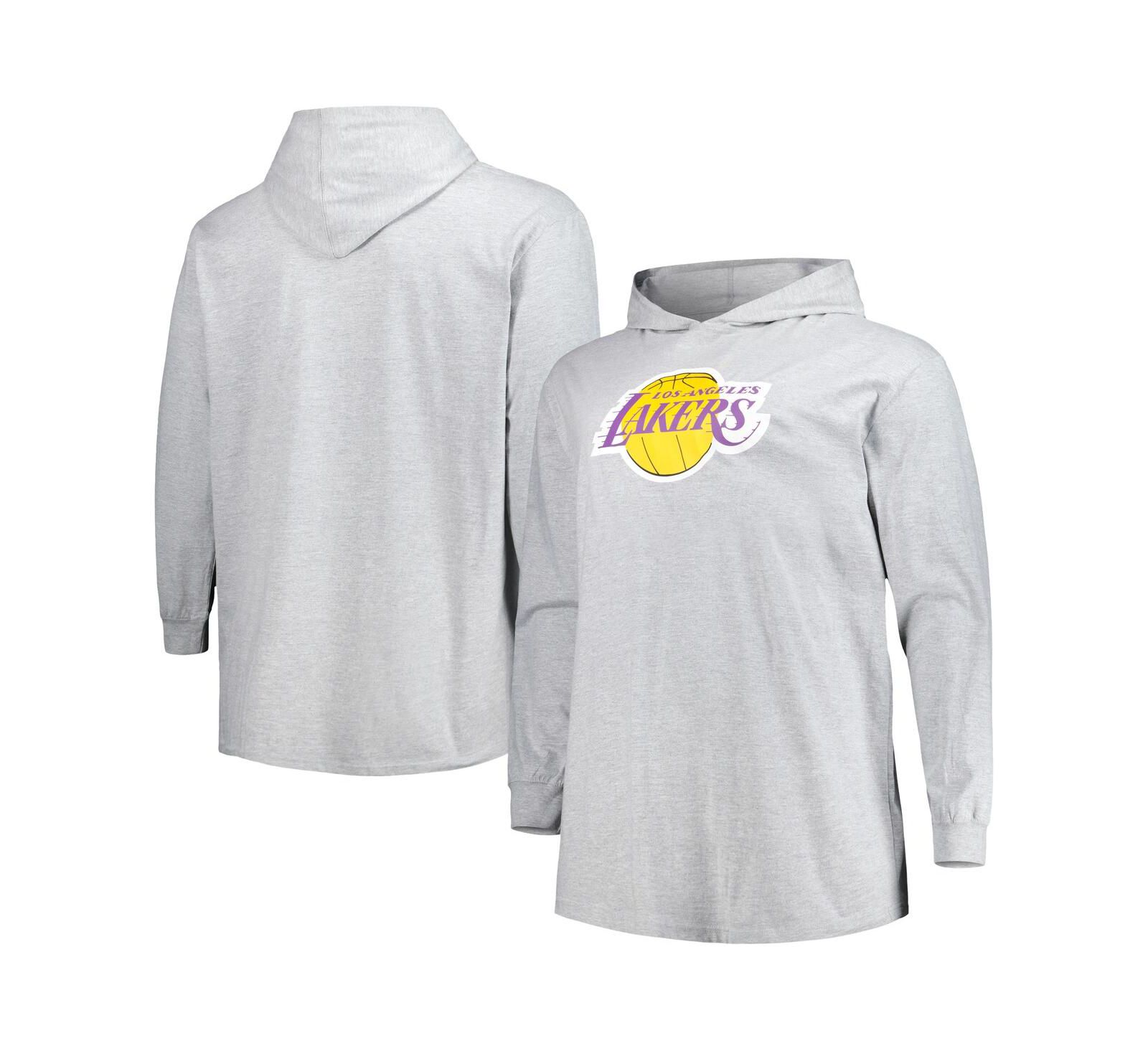 Men's Fanatics Heather Gray Los Angeles Lakers Big and Tall Pullover Hoodie