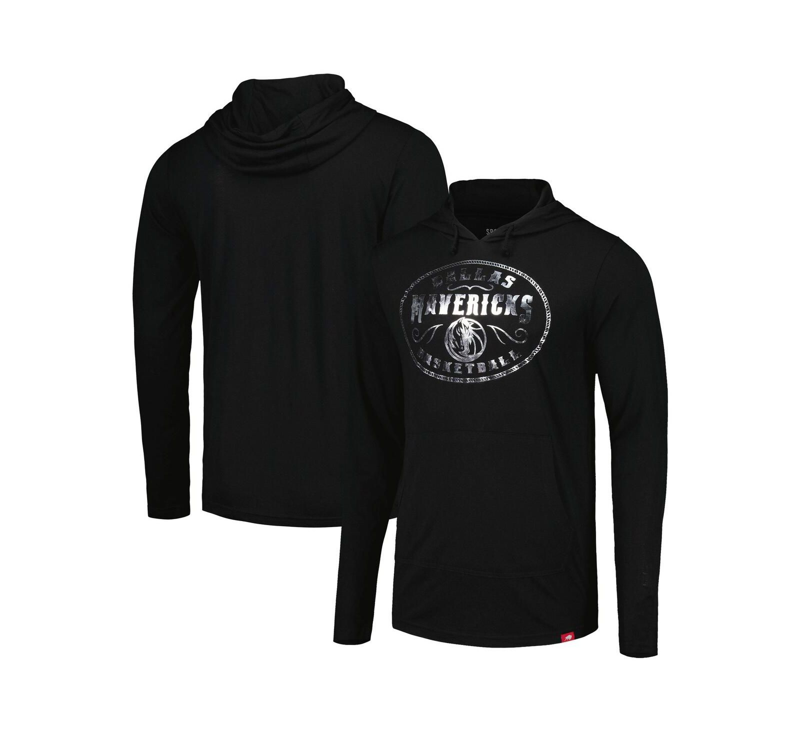 Men's and Women's Sportiqe Black Dallas Mavericks Rowan Tri-Blend Long Sleeve Hoodie T-shirt