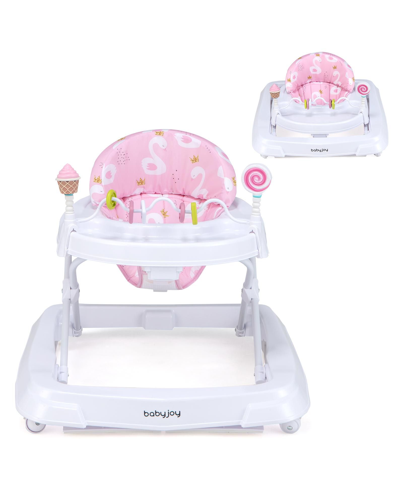 Costway Foldable Baby Activity Walker with Adjustable Heightand Detachable Seat