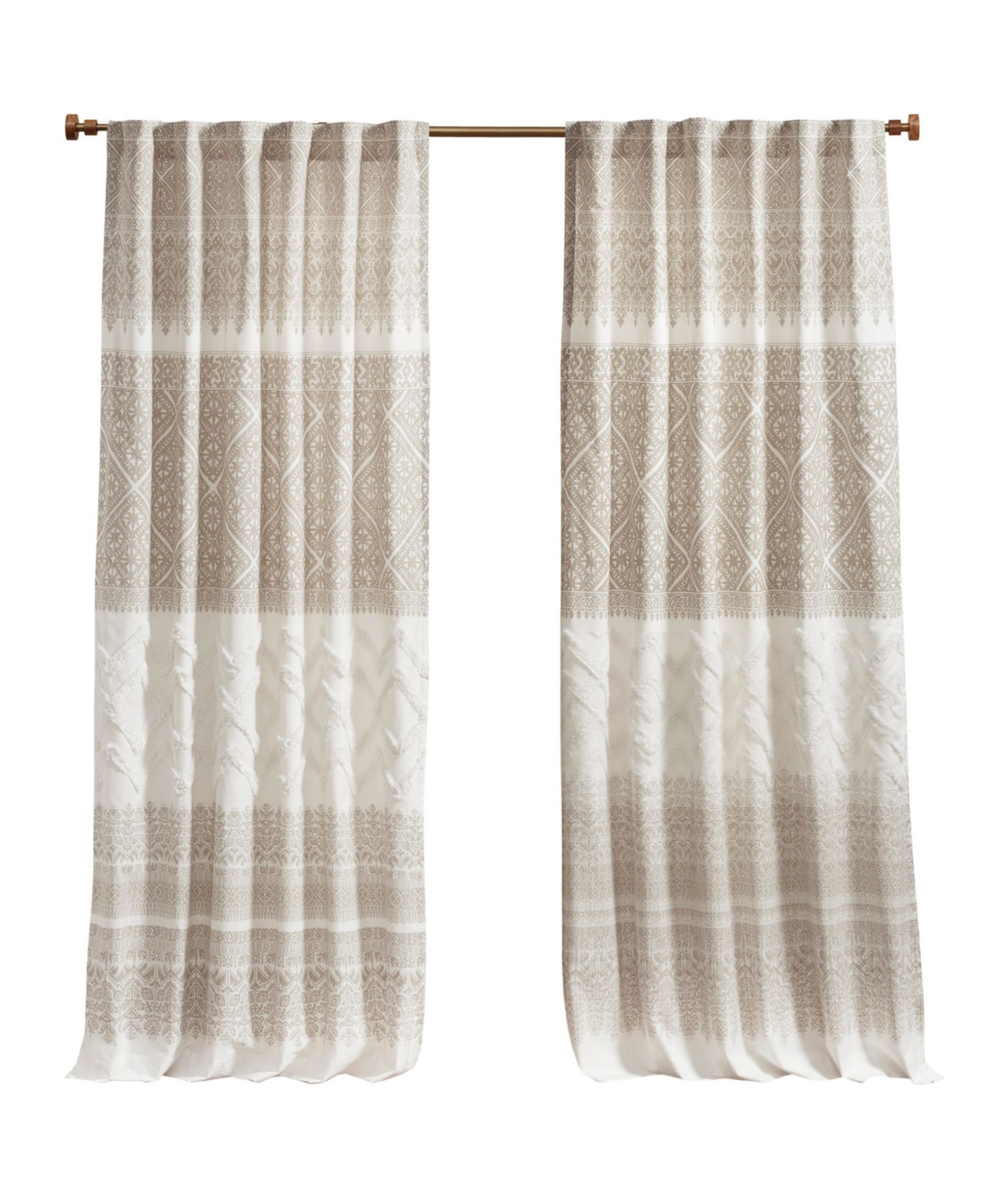 Mila Cotton Curtain Panel with Chenille Detail and Lining, 50"W x 84"L