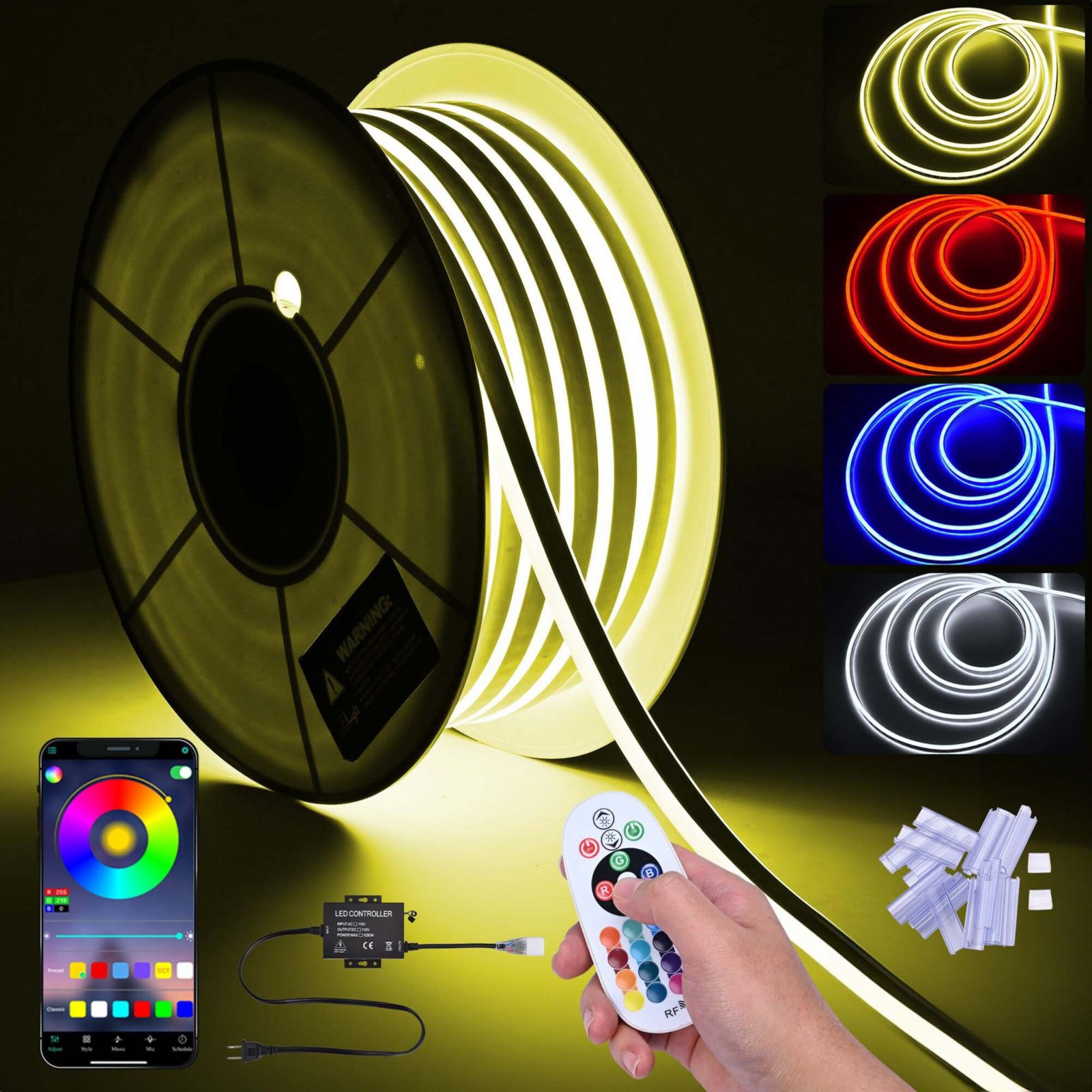 DELight Outdoor Waterproof 100 Feet LED Neon Rope Light AC 110-120V Multi-color(16) DSL003