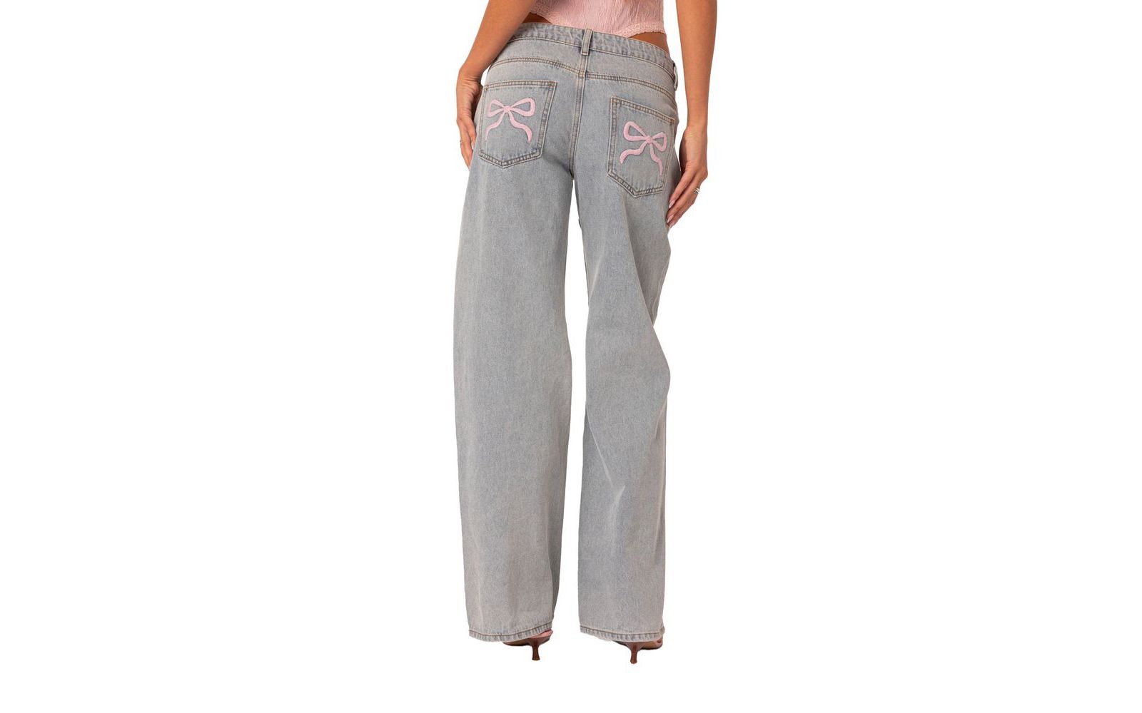 Edikted Women's Bow pocket relaxed jeans
