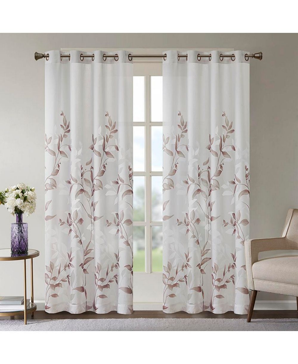 Madison Park Cecily Burnout Printed Sheer Curtain Panel, 50"W x 95"L