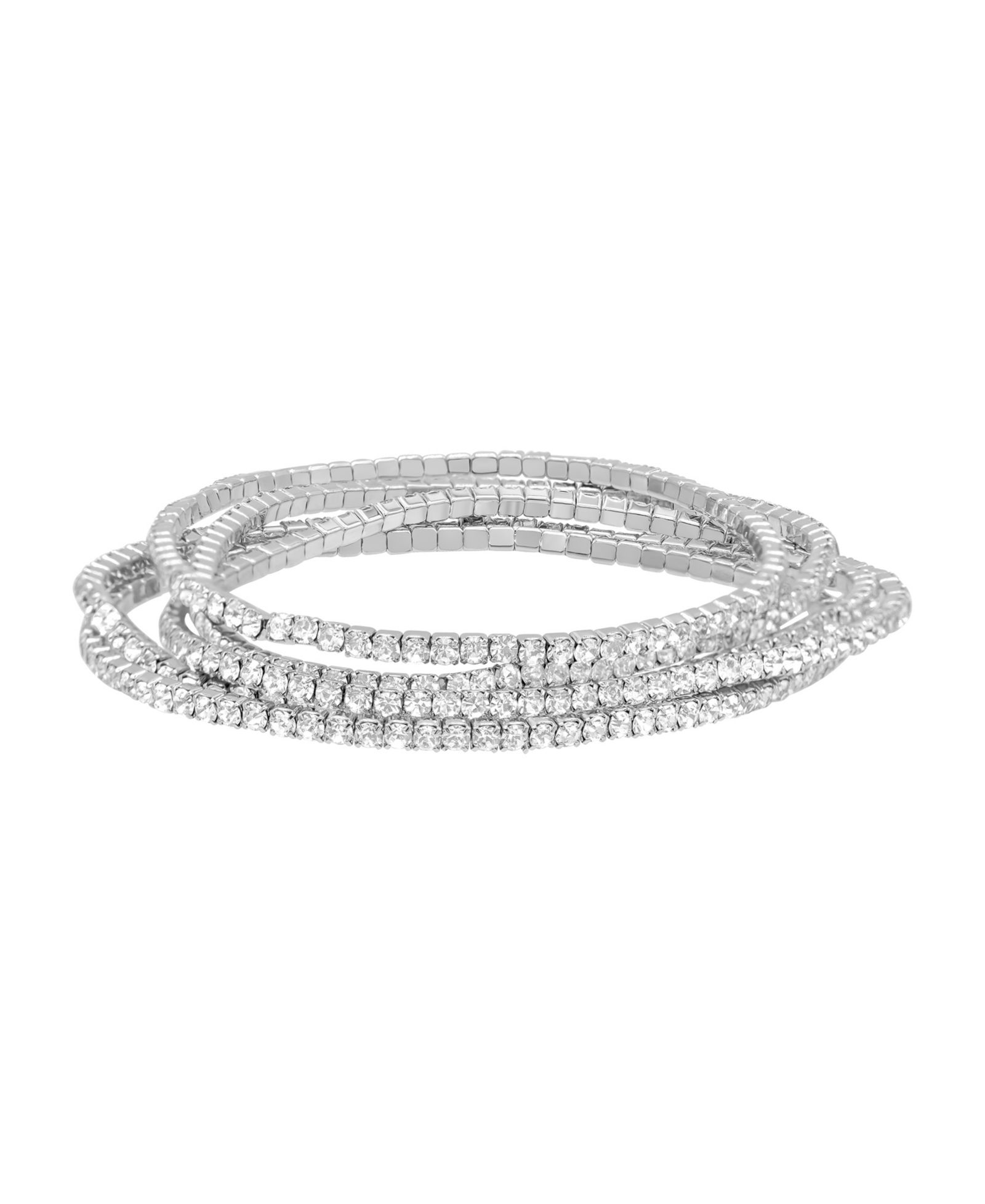 Набор браслетов ADORNIA Silver-Plated Multi Stretch Crystal