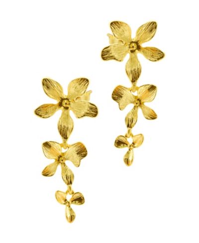 Серьги ADORNIA 14K Gold-Plated 3-Petal Drop