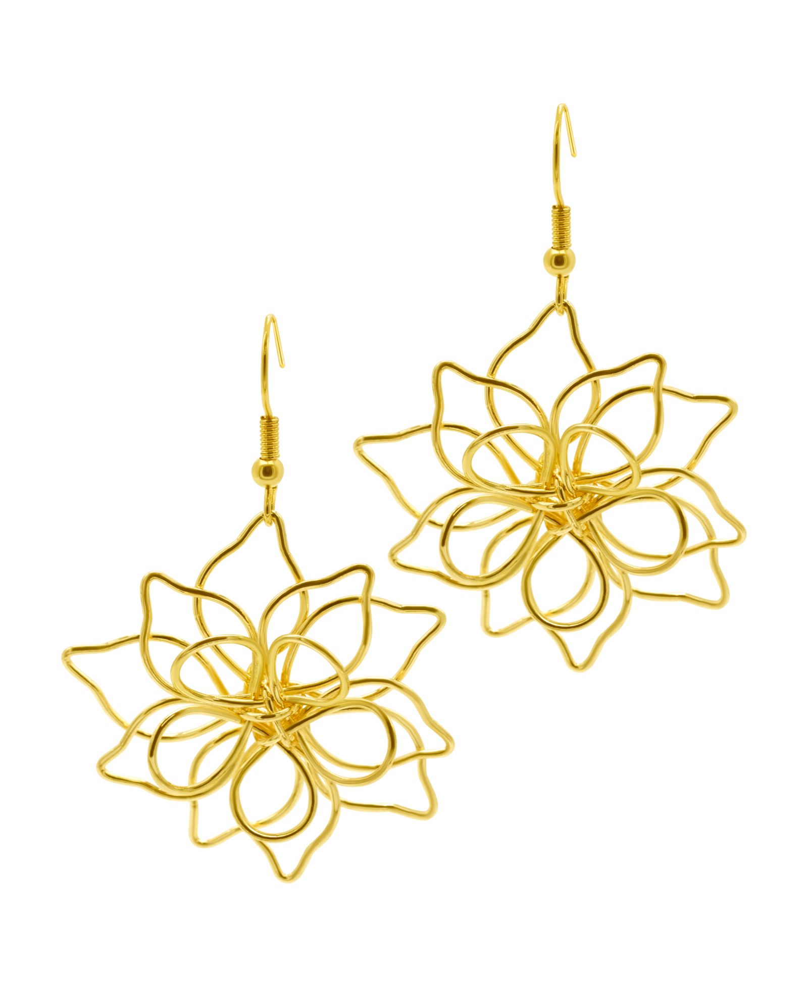 ADORNIA 14K Gold-Plated Wire Flower Earrings