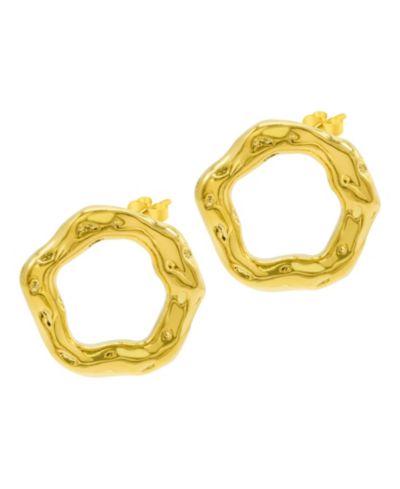 Серьги ADORNIA Tarnish Resistant 14K Gold-Plated Hammered Open Circle