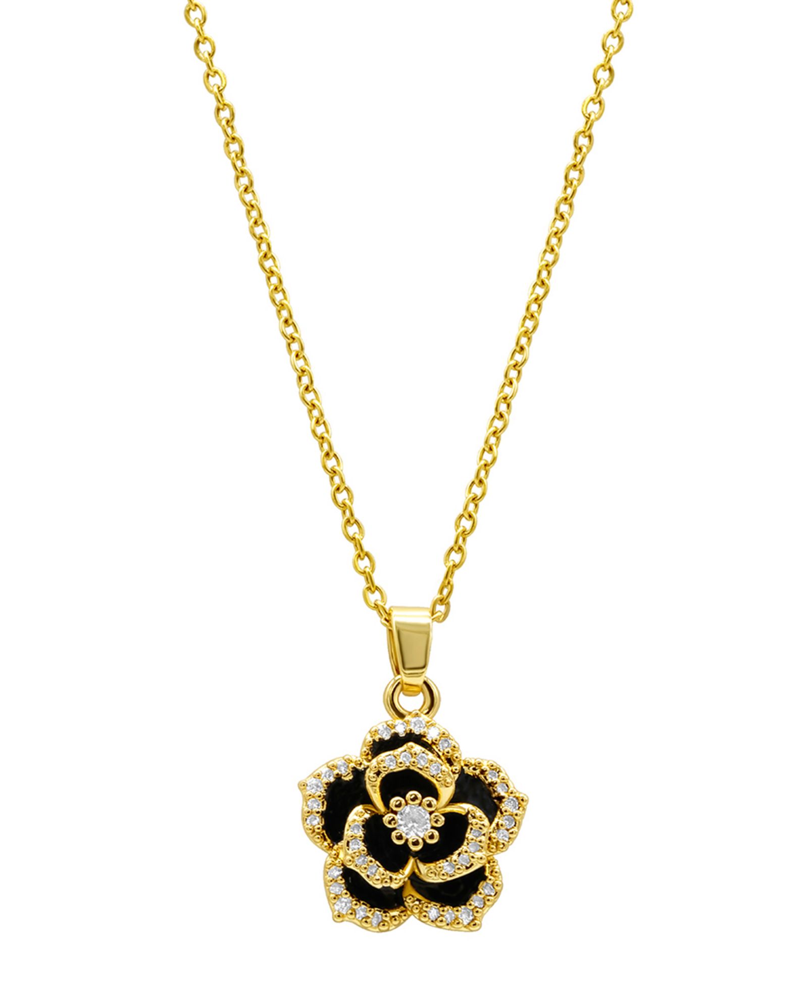 ADORNIA ожерелье с черным кристаллом и карнелианом, позолота 14K