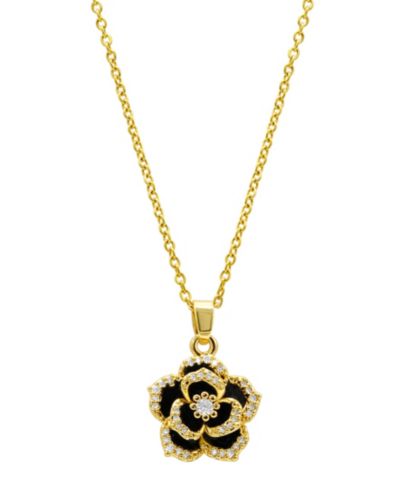 ADORNIA ожерелье с черным кристаллом и карнелианом, позолота 14K