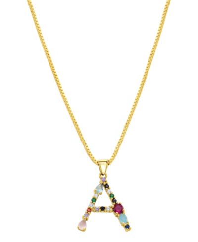 Колье ADORNIA 14K Gold-Plated Multi Color Stone Initial