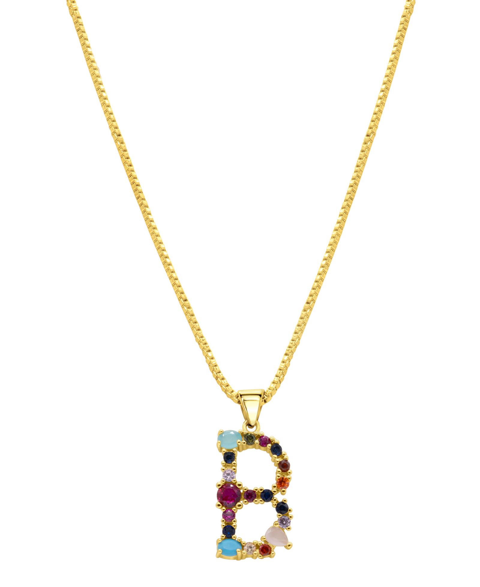 Колье ADORNIA 14K Gold-Plated Multi Color Stone Initial