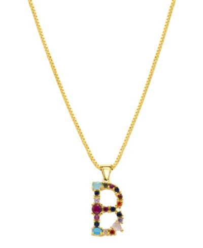 Колье ADORNIA 14K Gold-Plated Multi Color Stone Initial