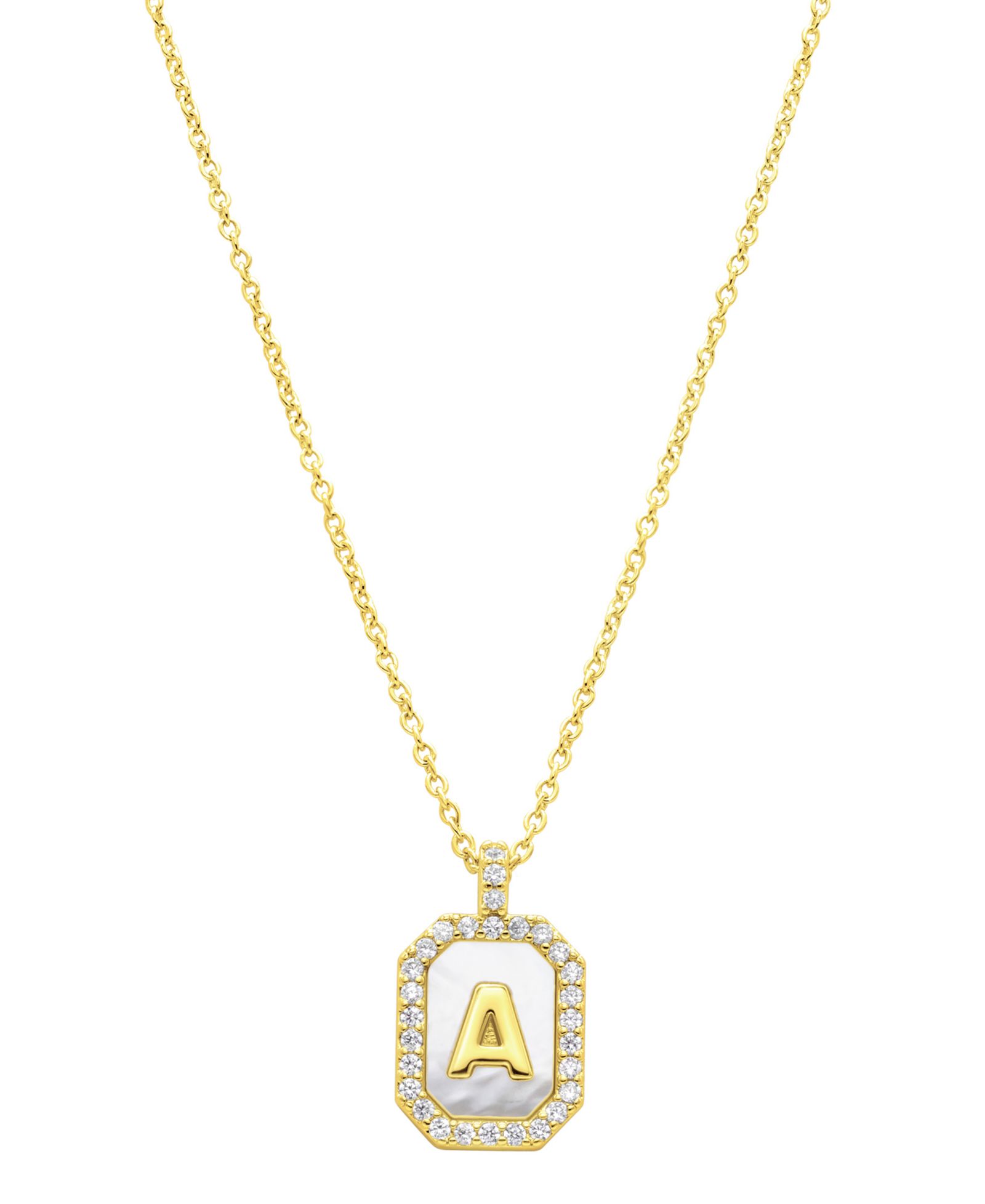 ADORNIA Колье Initial Tablet с позолотой 14K и перламутром