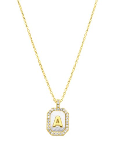 ADORNIA Колье Initial Tablet с позолотой 14K и перламутром