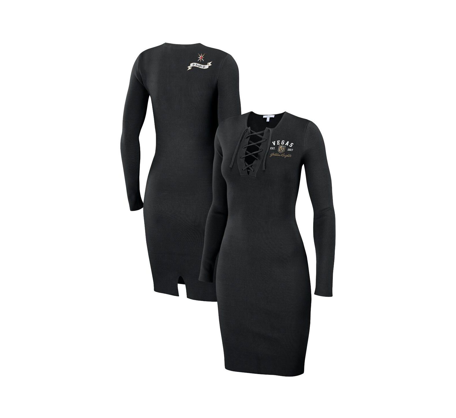 Women's WEAR by Erin Andrews Black Vegas Golden Knights Lace-Up Dress