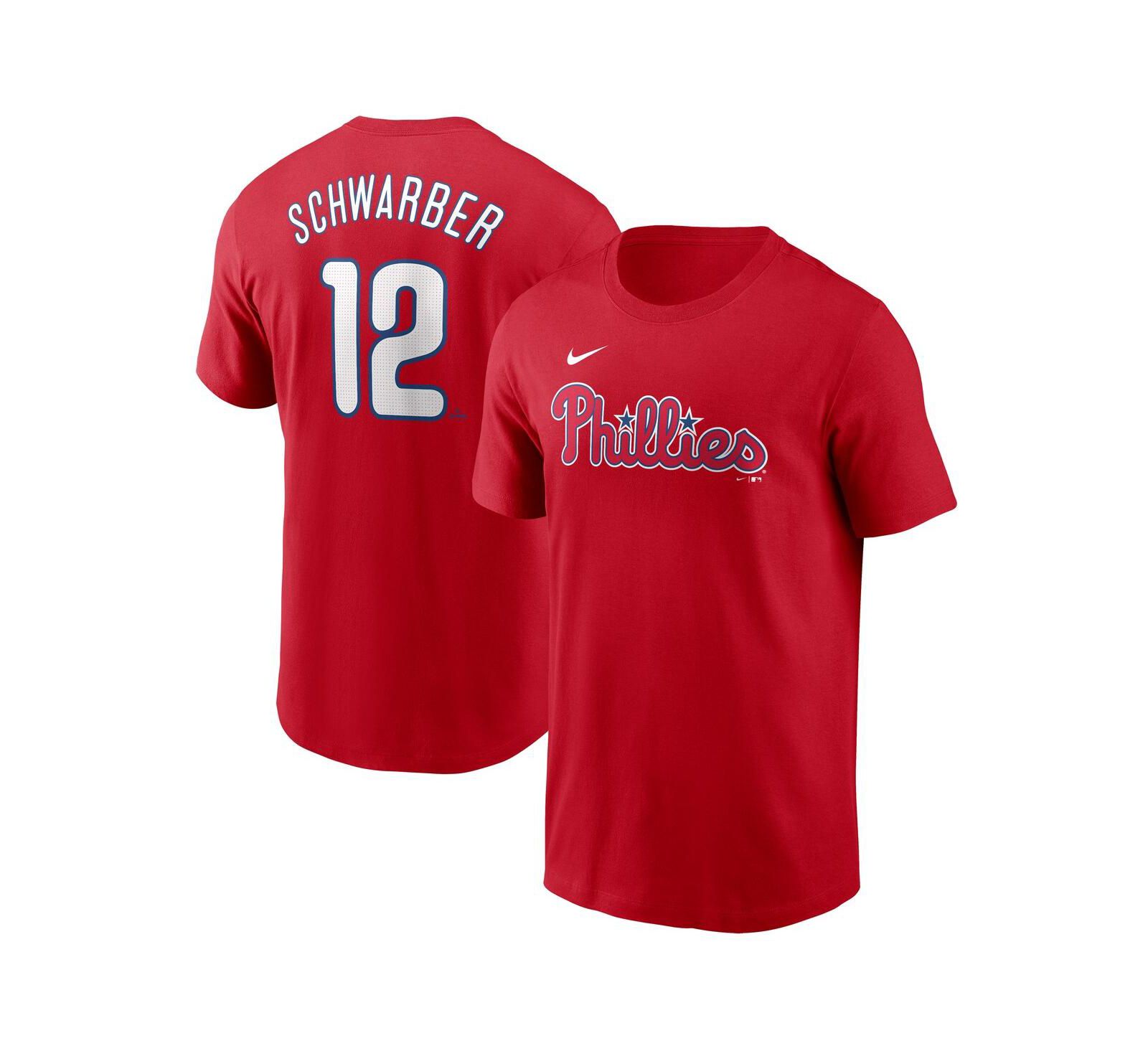 Nike Men's Kyle Schwarber Red Philadelphia Phillies Fuse Name & Number T-Shirt