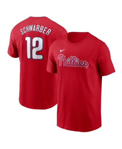 Nike Men's Kyle Schwarber Red Philadelphia Phillies Fuse Name & Number T-Shirt