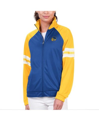 Женская ветровка G-III 4Her by Carl Banks Royal Golden State Warriors Main Player Raglan Rhinestone Full-Zip Track Jacket