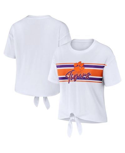 кроп-топ WEAR by Erin Andrews Clemson Tigers с полоской и узлом спереди, Женский