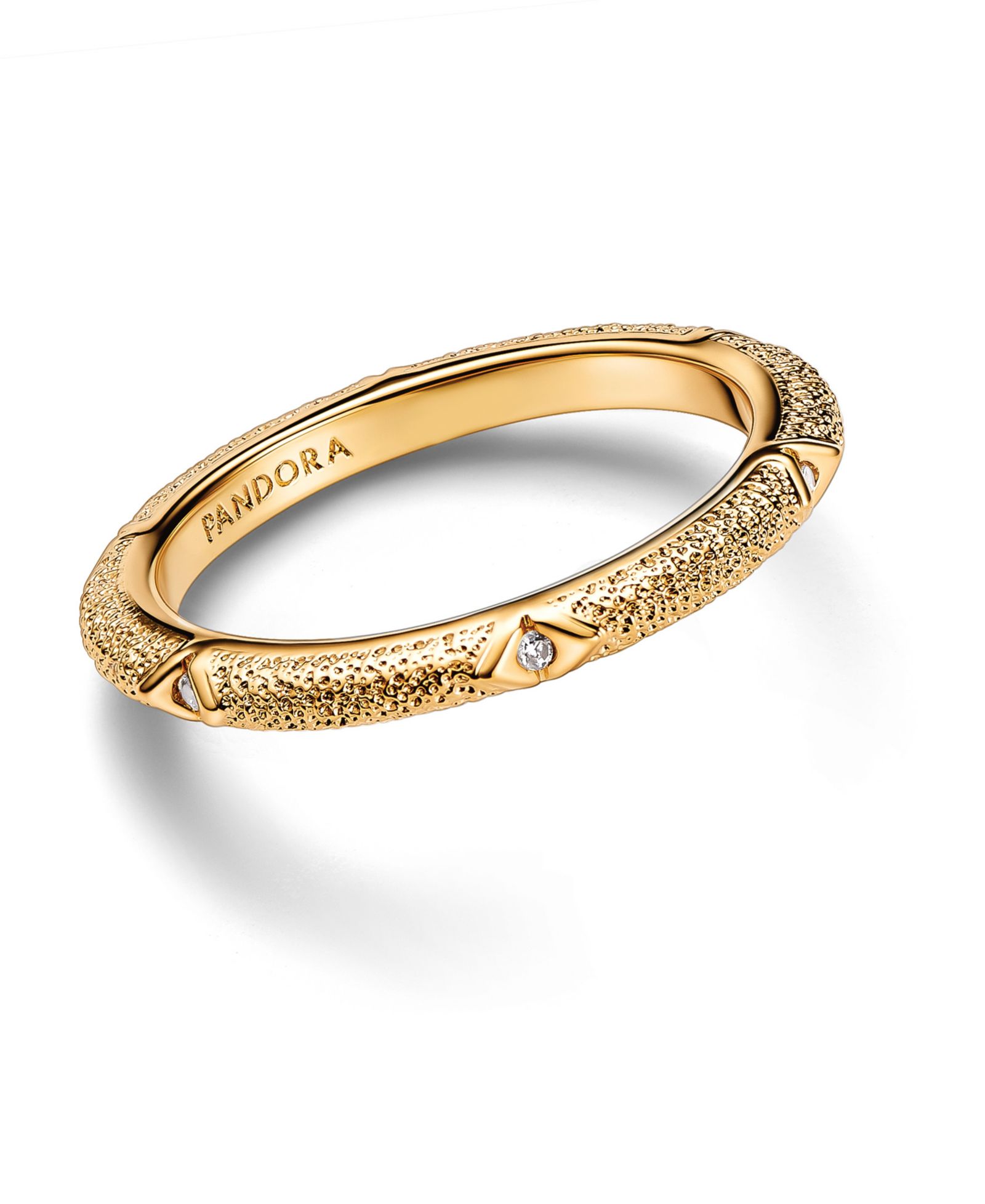 Pandora Texture  Clear Cubic Zirconia Stones Ring