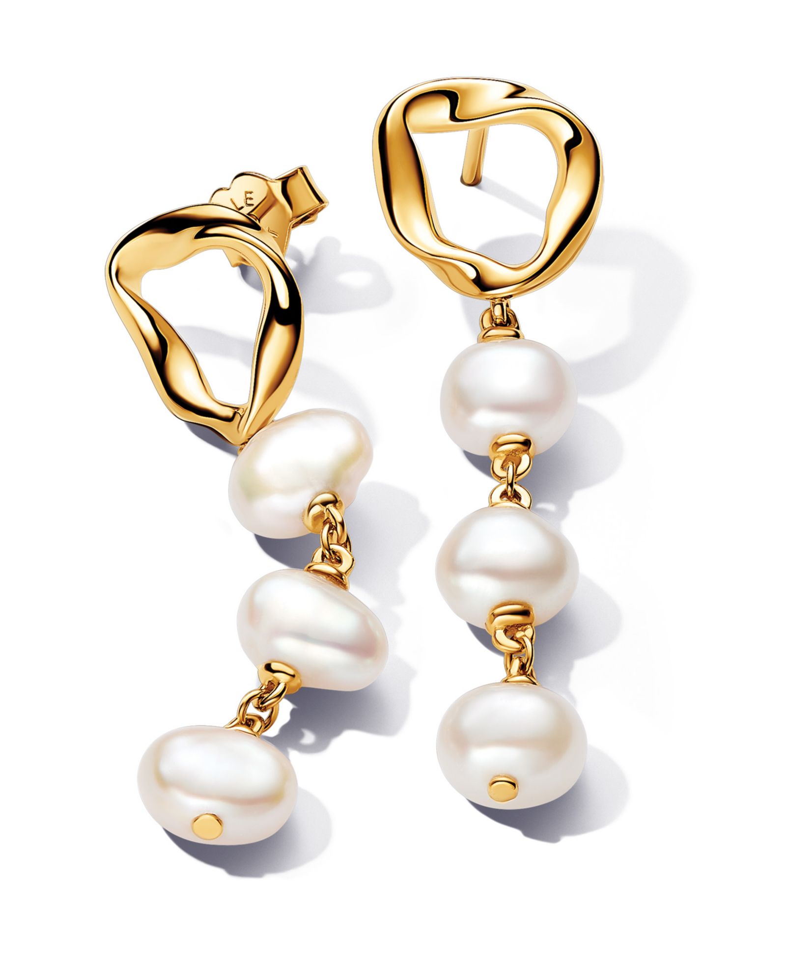 Pandora 14K Gold-Plated   Shaped Circle Baroque Treated Freshwater Cultured   Pearls Drop Earrings