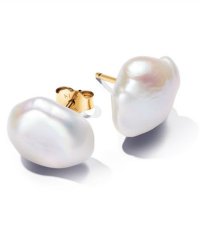 Pandora 14K Gold-Plated Baroque Treated Freshwater Cultured   Pearl Stud Earrings