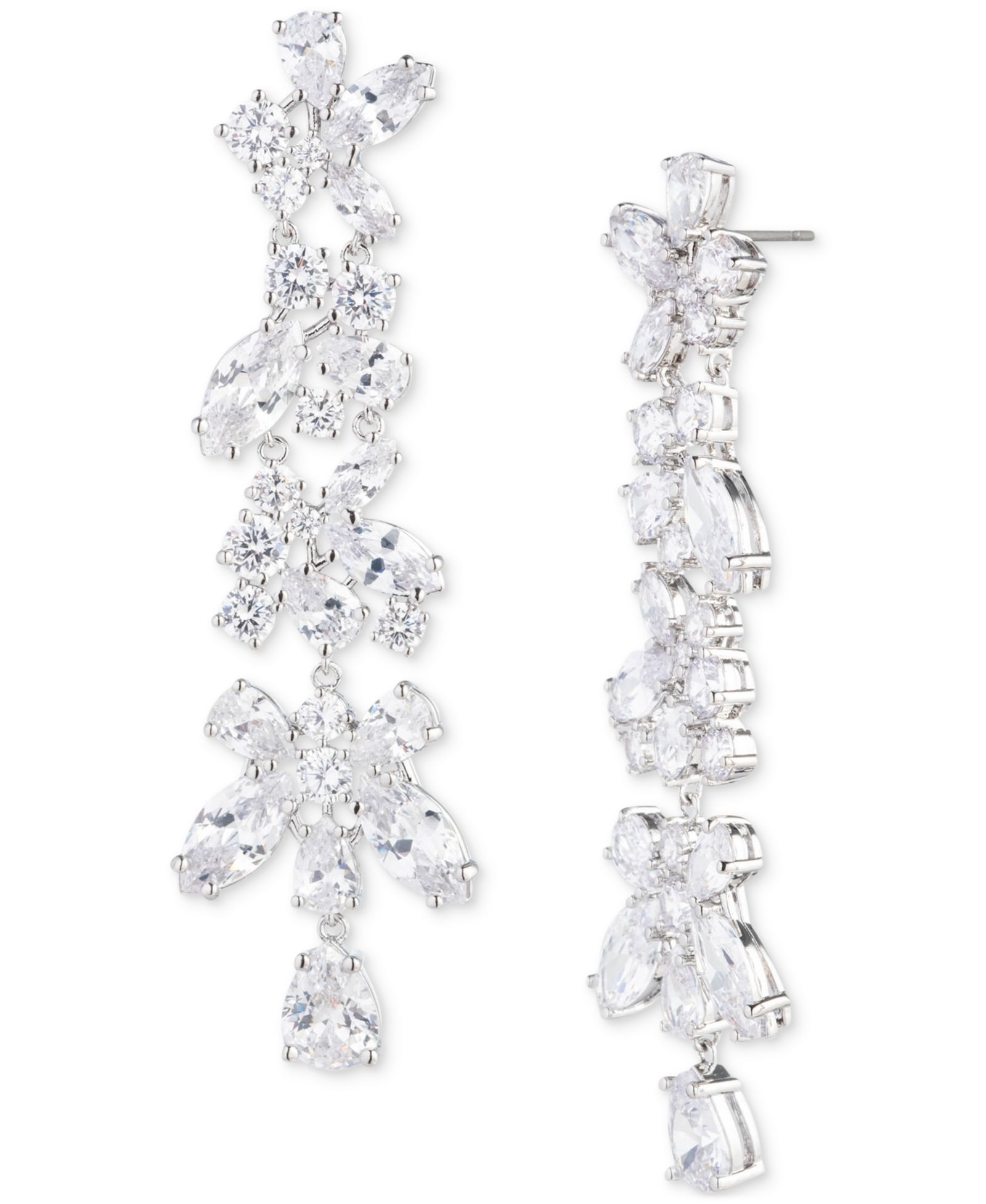 Серьги-подвески Givenchy с линейным расположением кубического циркона серебристого цвета