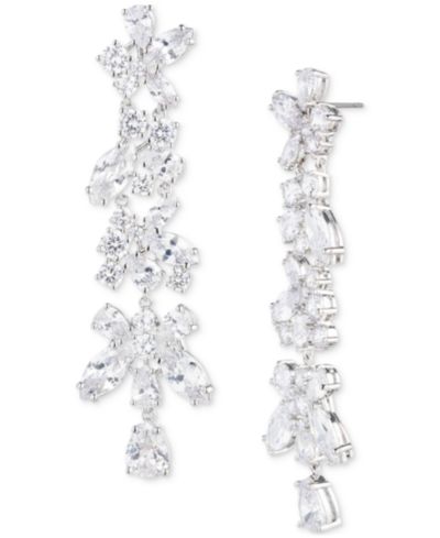 Серьги-подвески Givenchy с линейным расположением кубического циркона серебристого цвета