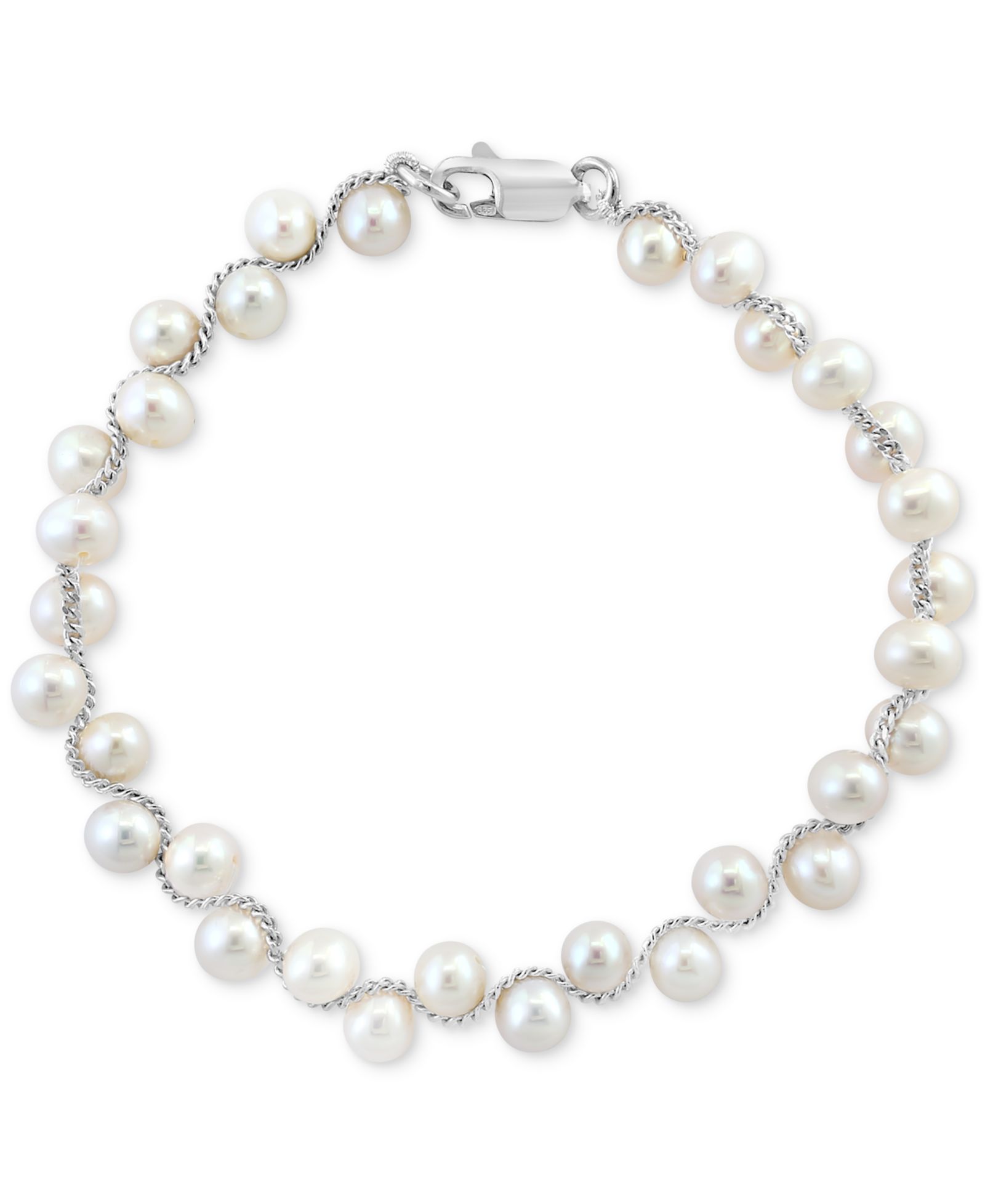 EFFY® Браслет Freshwater Pearl Zigzag Flex из стерлингового серебра