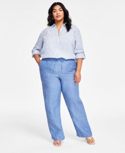 Брюки Charter Club Plus Size из 100% льна
