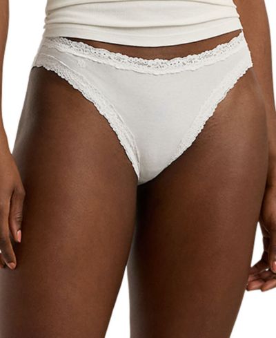 Lauren Ralph Lauren Women's Cotton & Lace Jersey Bikini Brief Underwear 4L0076