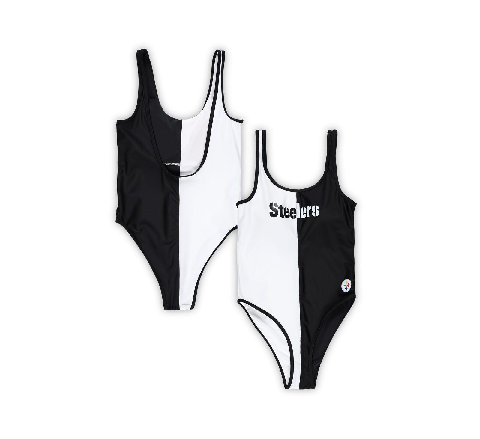 Women's G-III 4Her by Carl Banks Black, White Pittsburgh Steelers Last Stand One-Piece Swimsuit