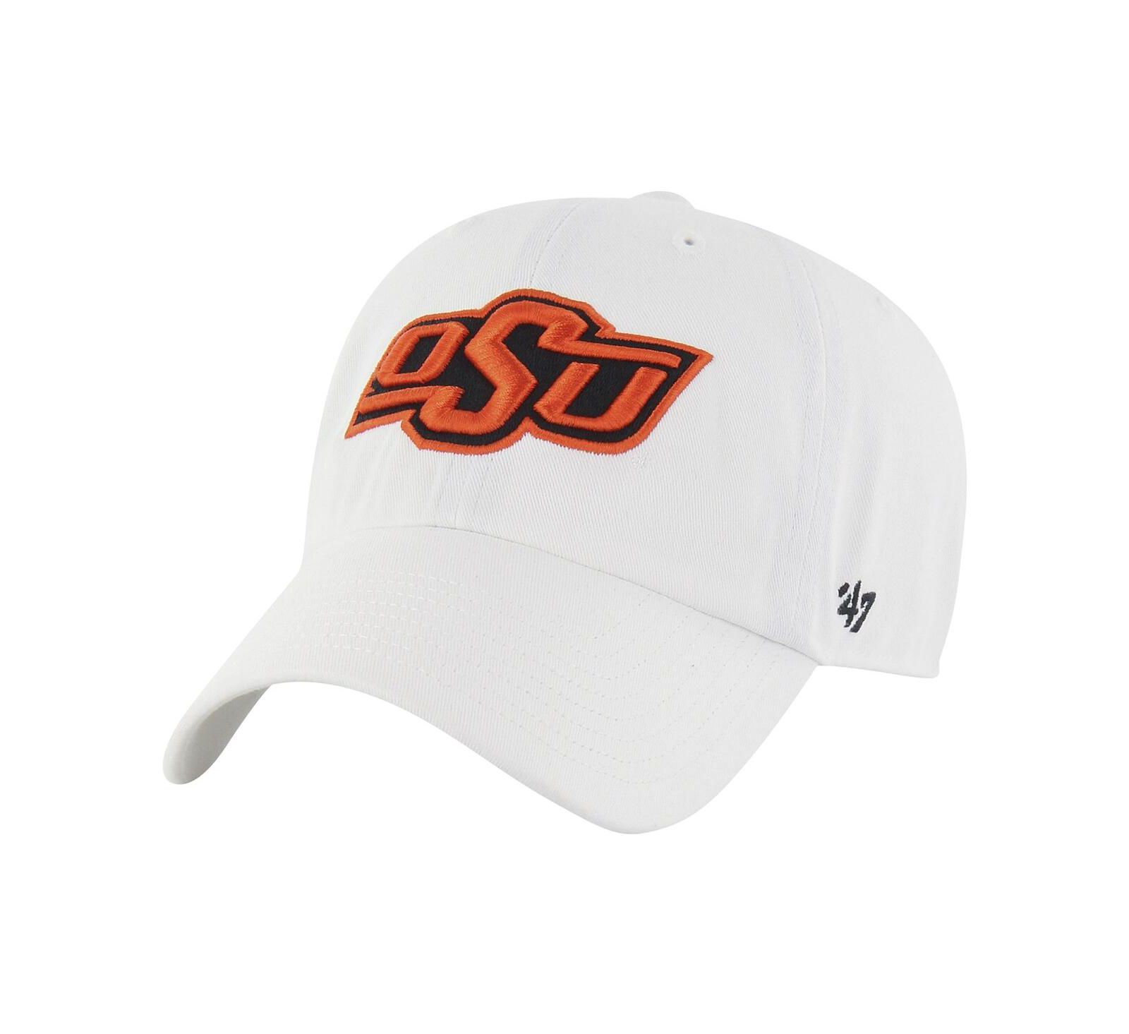 Men's '47 Brand White Distressed Oklahoma State Cowboys Vintage-Like Clean Up Adjustable Hat