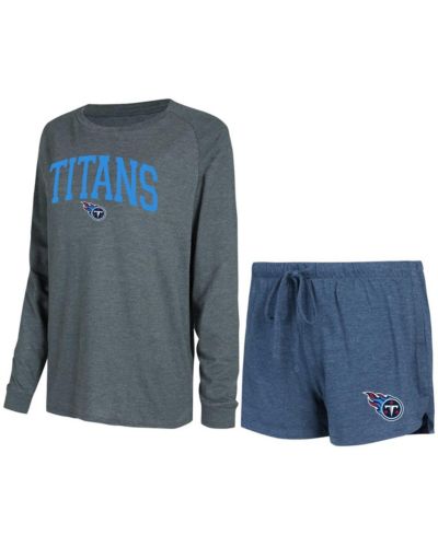 Комплект из футболки и шорт Concepts Sport Women's Navy, Charcoal Tennessee Titans Raglan Long Sleeve