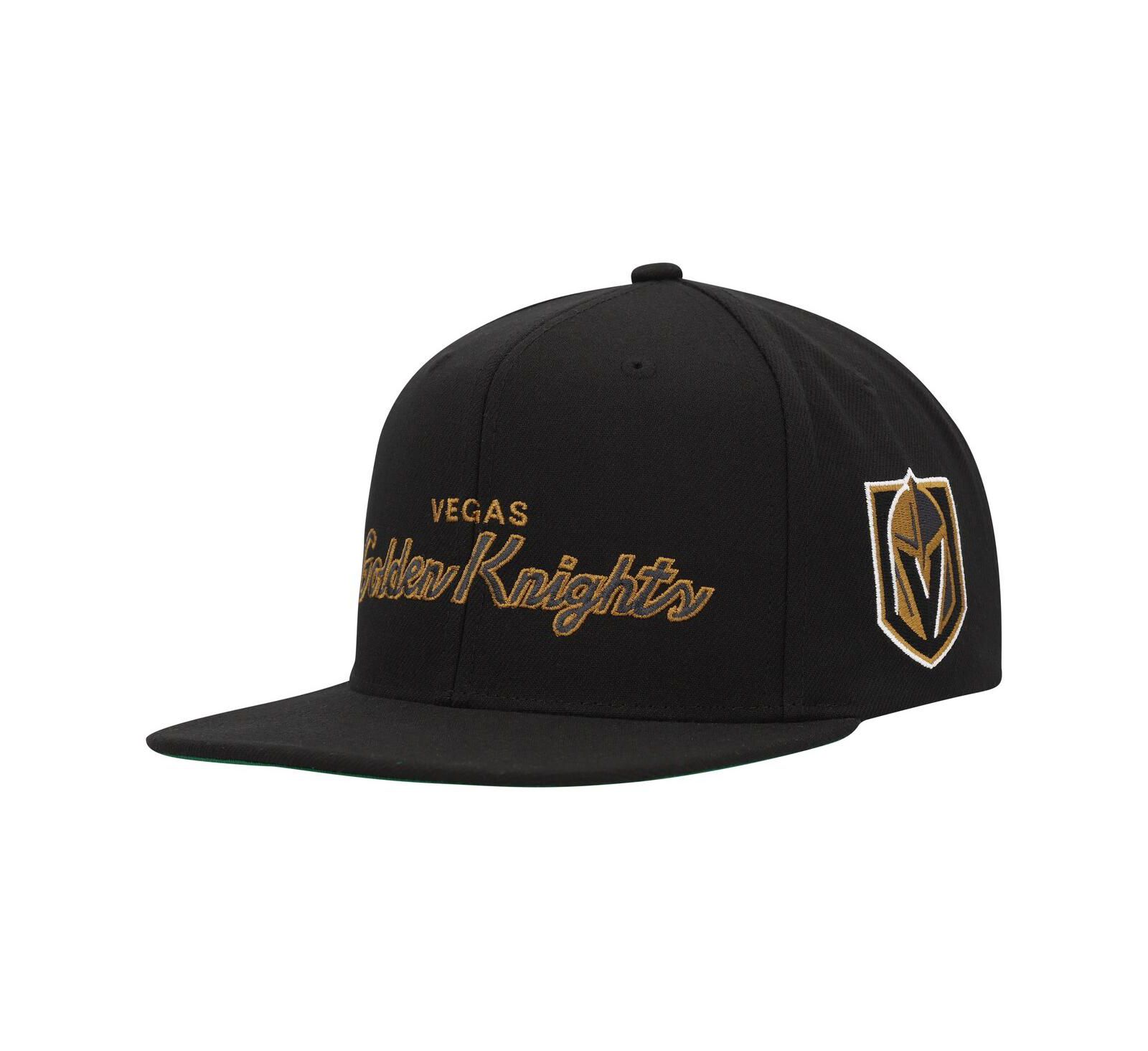 Кепка Mitchell & Ness Men's Black Vegas Golden Knights Core Team Script 2.0 Snapback Hat