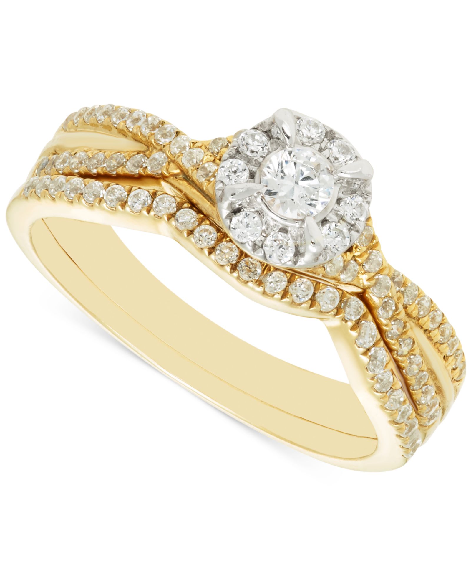 Обручальное кольцо Diamond Halo Twist (1/2 ct. t.w.) в 14k Gold