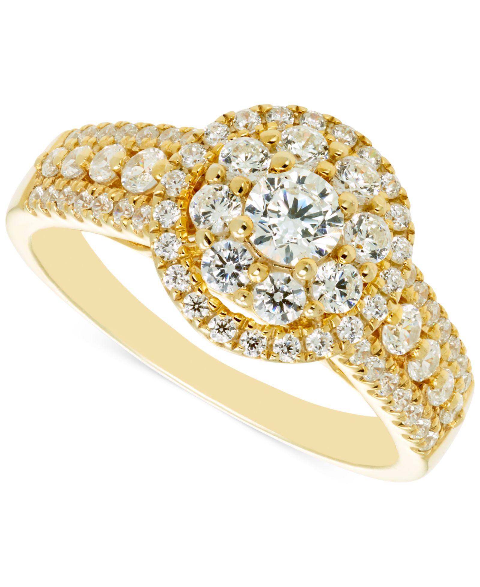 Помолвочное кольцо с двойным ореолом Diamond (1 ct. t.w.) в золоте 14k
