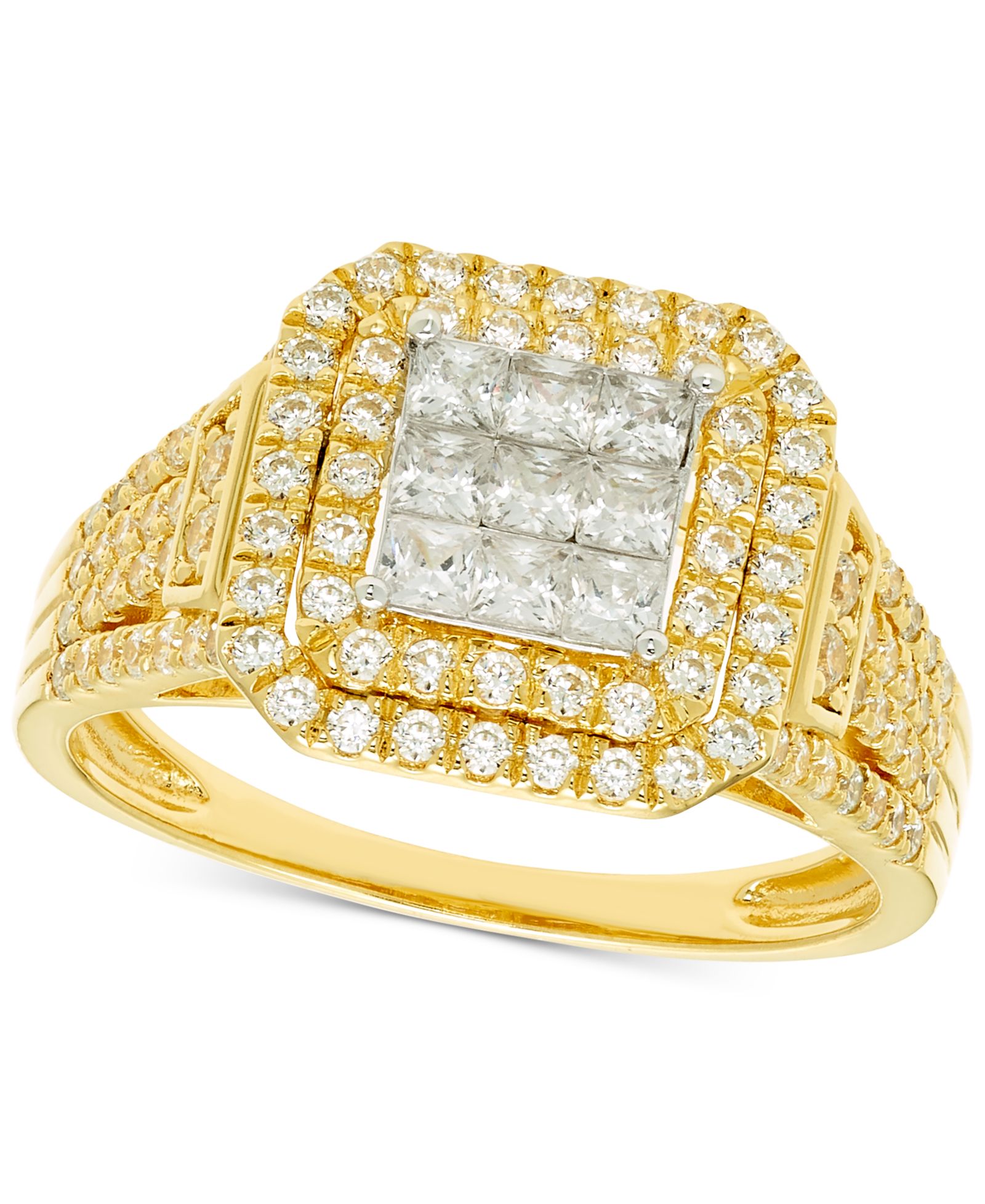 Помолвочное кольцо Diamond Square Halo Cluster (1 ct. t.w.) в 14k золоте