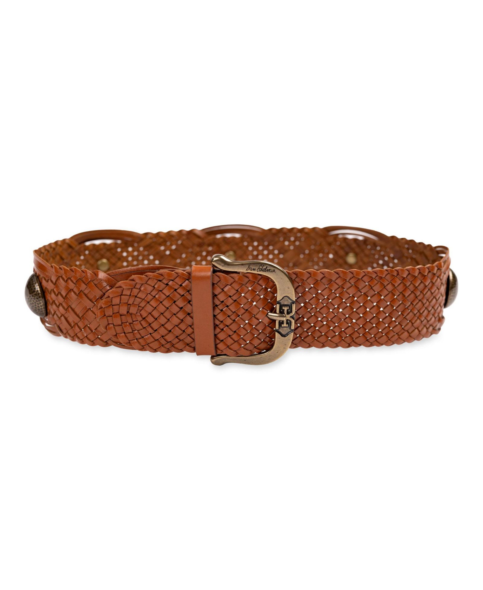 Sam Edelman Women's Western Leather Braided Concho Belt