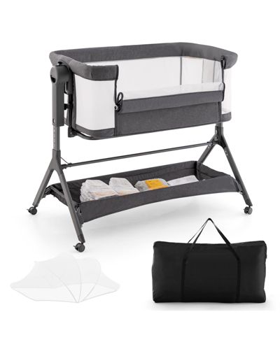 Slickblue Height Adjustable Infant Sleeper with Storage Bag and Cozy Mattress for Newborns