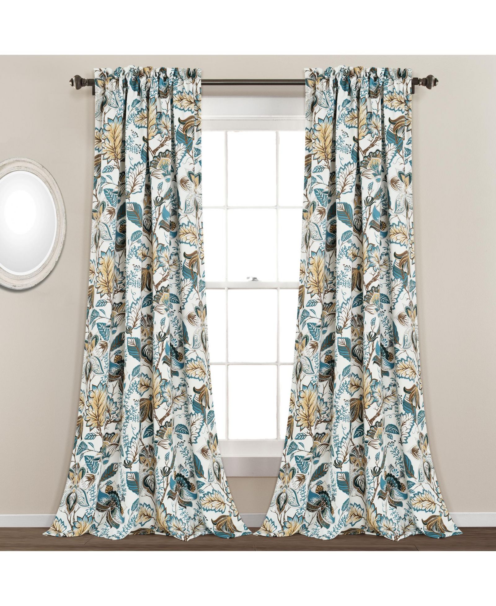 Lush Decor Cynthia Jacobean Light Filtering Window Curtain Panels